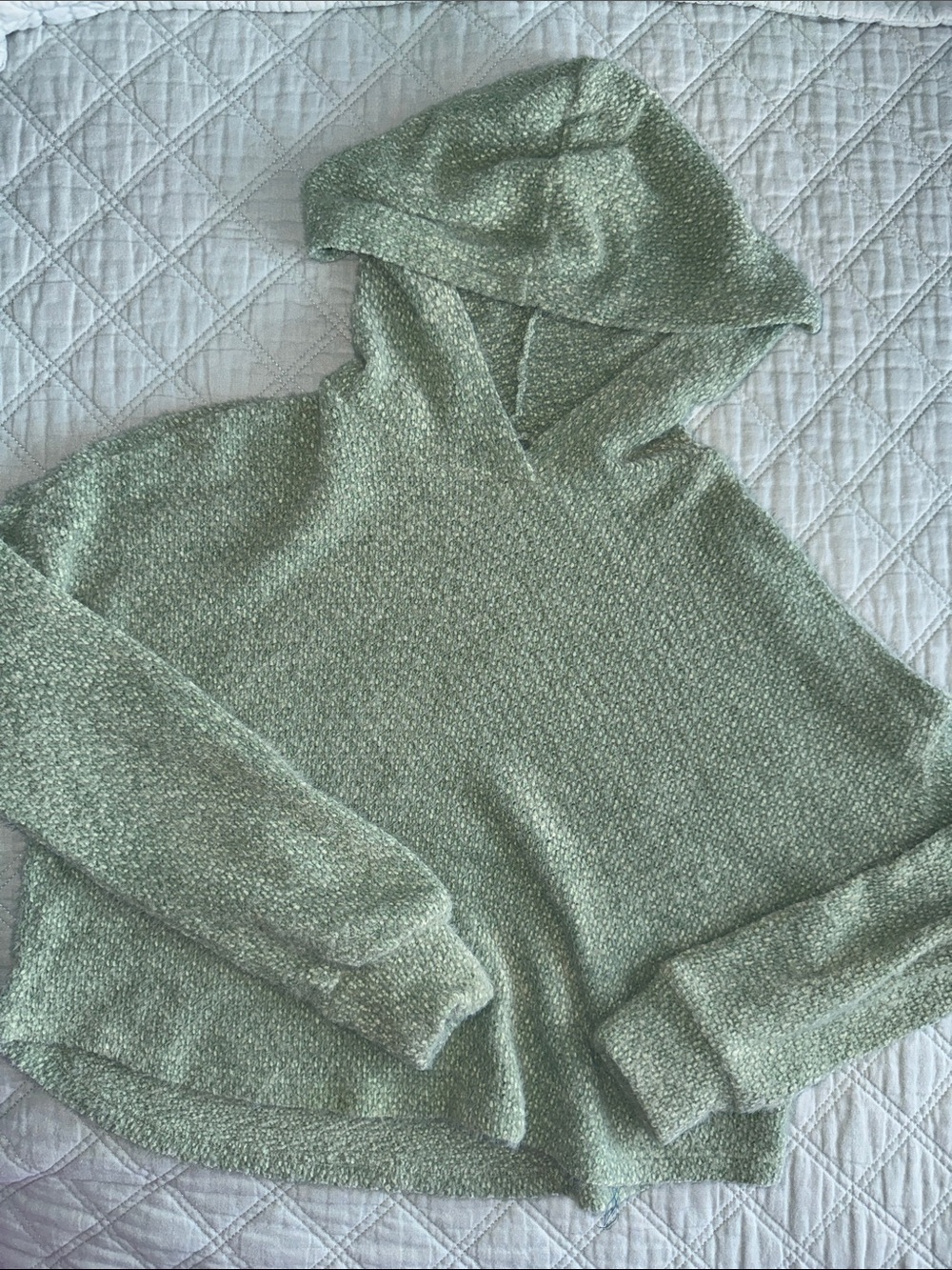 Cozy Knit Hooded Cropped Sweater in Sage Sweater Green